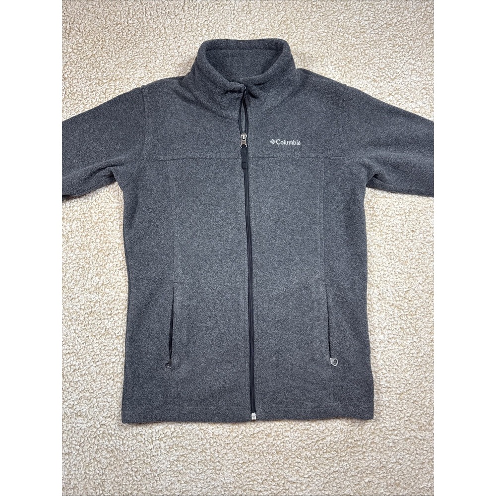 Columbia Full Zip Fleece Jacket Youth M Charcoal Gray Zip Pockets